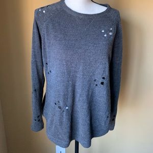 Theo & Spence charcoal sweater with destruction